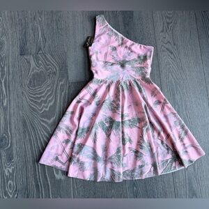 Exotica Dreamy Palms Silky One Shoulder Comfort Crop Mini Dress Size Small